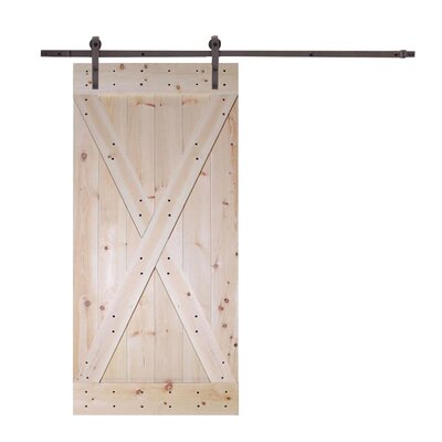 Calhome Paneled Wood Finish Room Divider Barn Door With