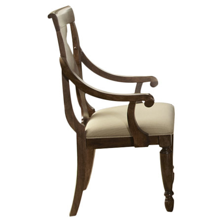 Charlton Home Warlick Queen Anne Back Arm Chair In Brown Reviews Wayfair