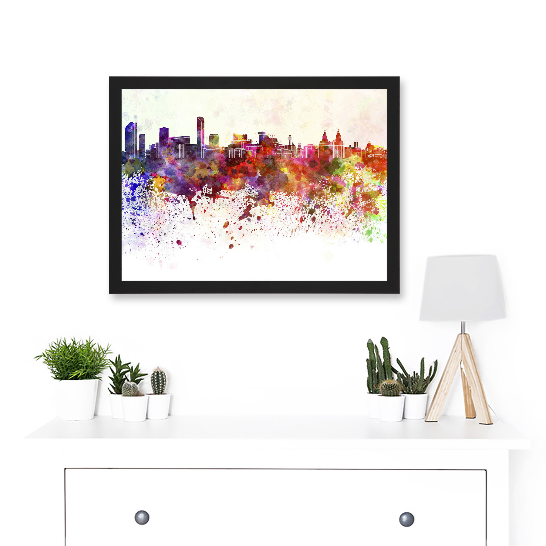 17 Stories Painting Cityscape Liverpool Skyline Paint Splash - Picture ...