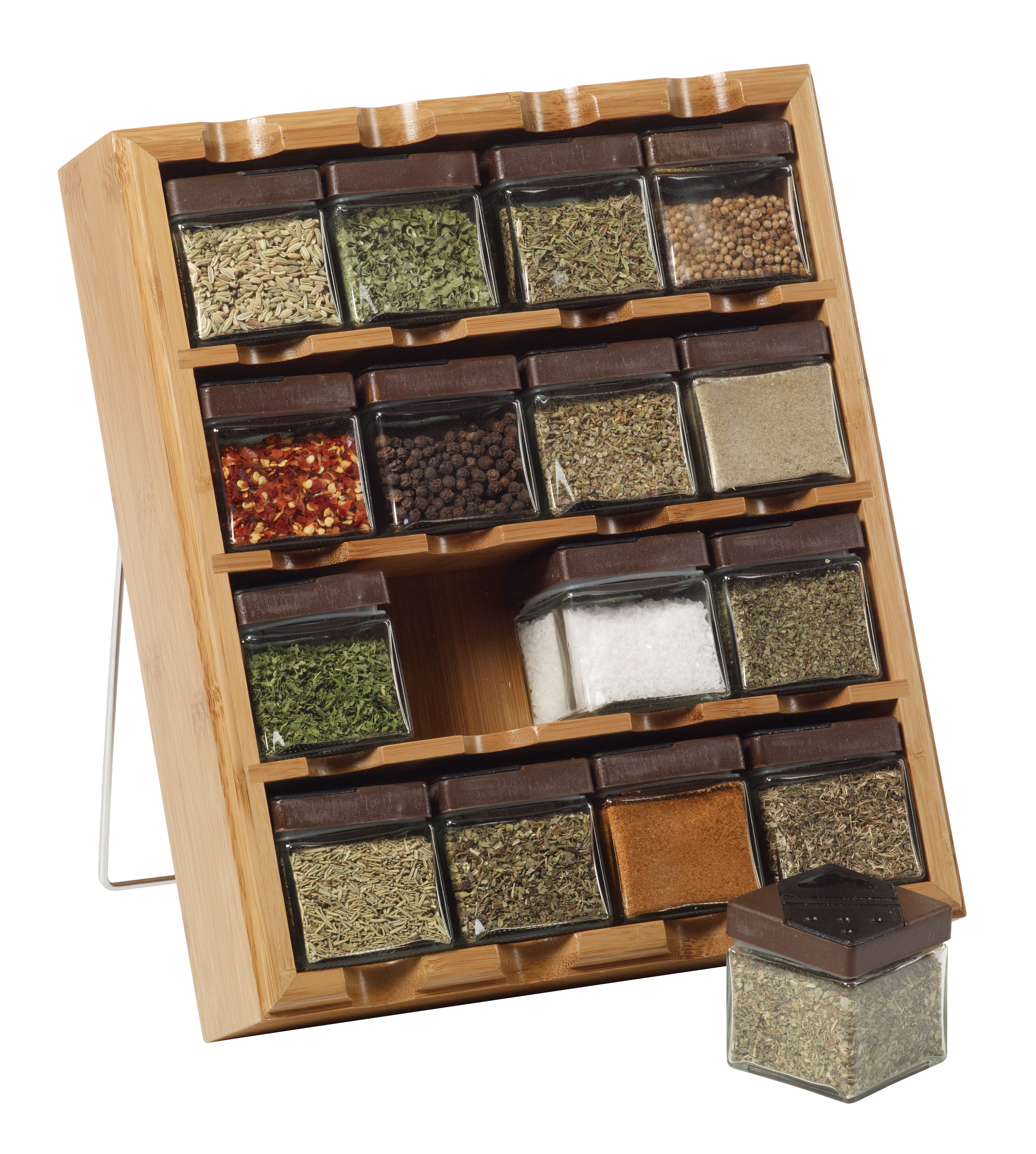 spice rack and jars