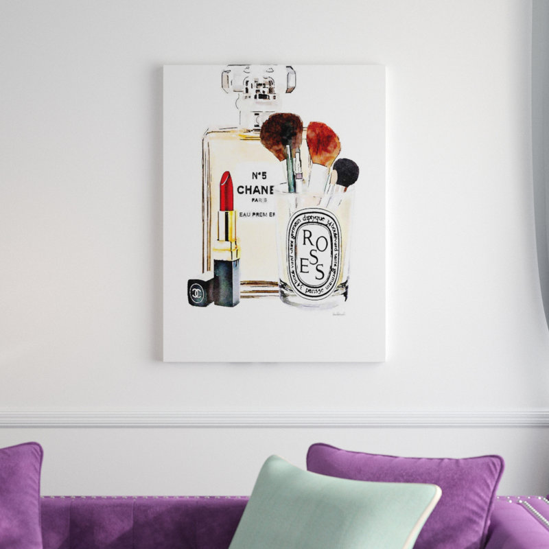 House Of Hampton Makeup Station Red Textual Art On Wrapped