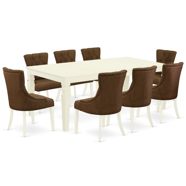 Winston Porter Lelystad 9 Piece Extendable Solid Wood Dining Set Reviews Wayfair