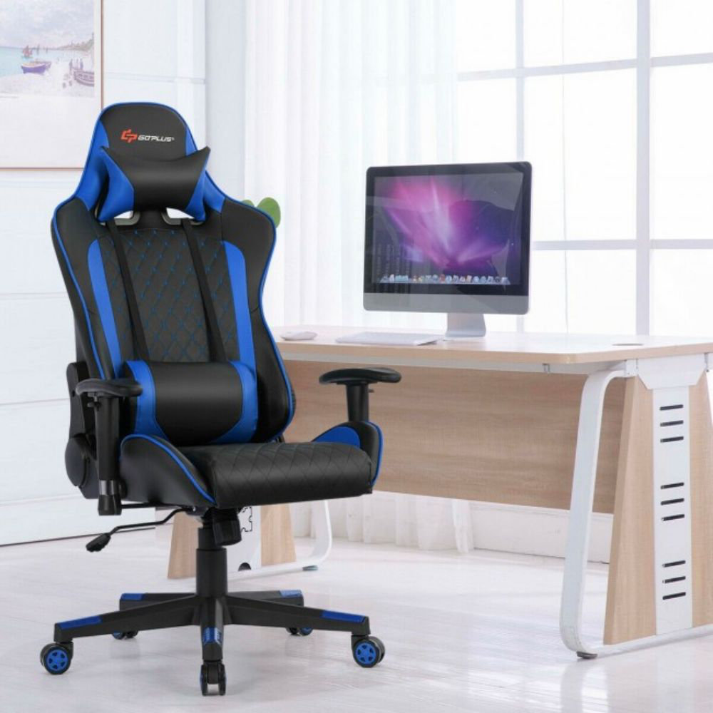 Adjustable Reclining Ergonomic Faux Leather Swiveling PC & Racing Game Chair 
