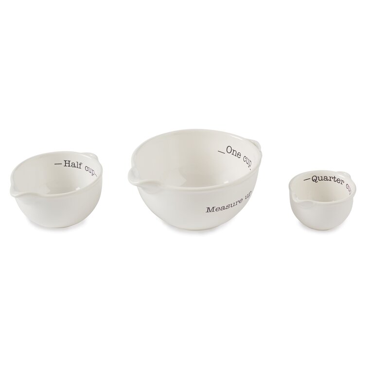 Mud Pie Home Circa Collection Ceramic Baking Measuring Cup 3 Pc Set