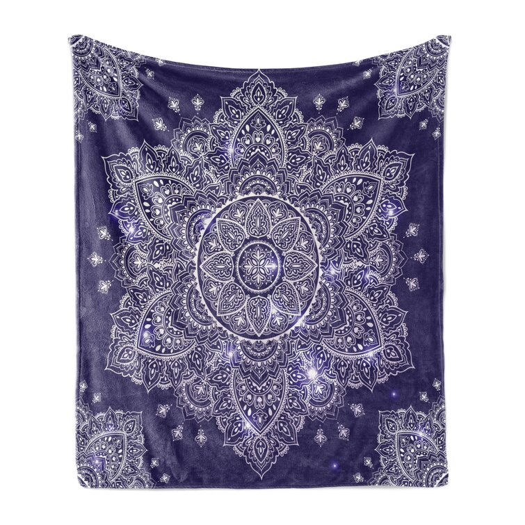 Cozy Plush for Indoor and Outdoor Use White Ambesonne Blue Soft Flannel Fleece Throw Blanket Tribal Geometric Star and Flower Shapes Oriental Monochrome Ethnic Bohemian Design Print 60 x 80 