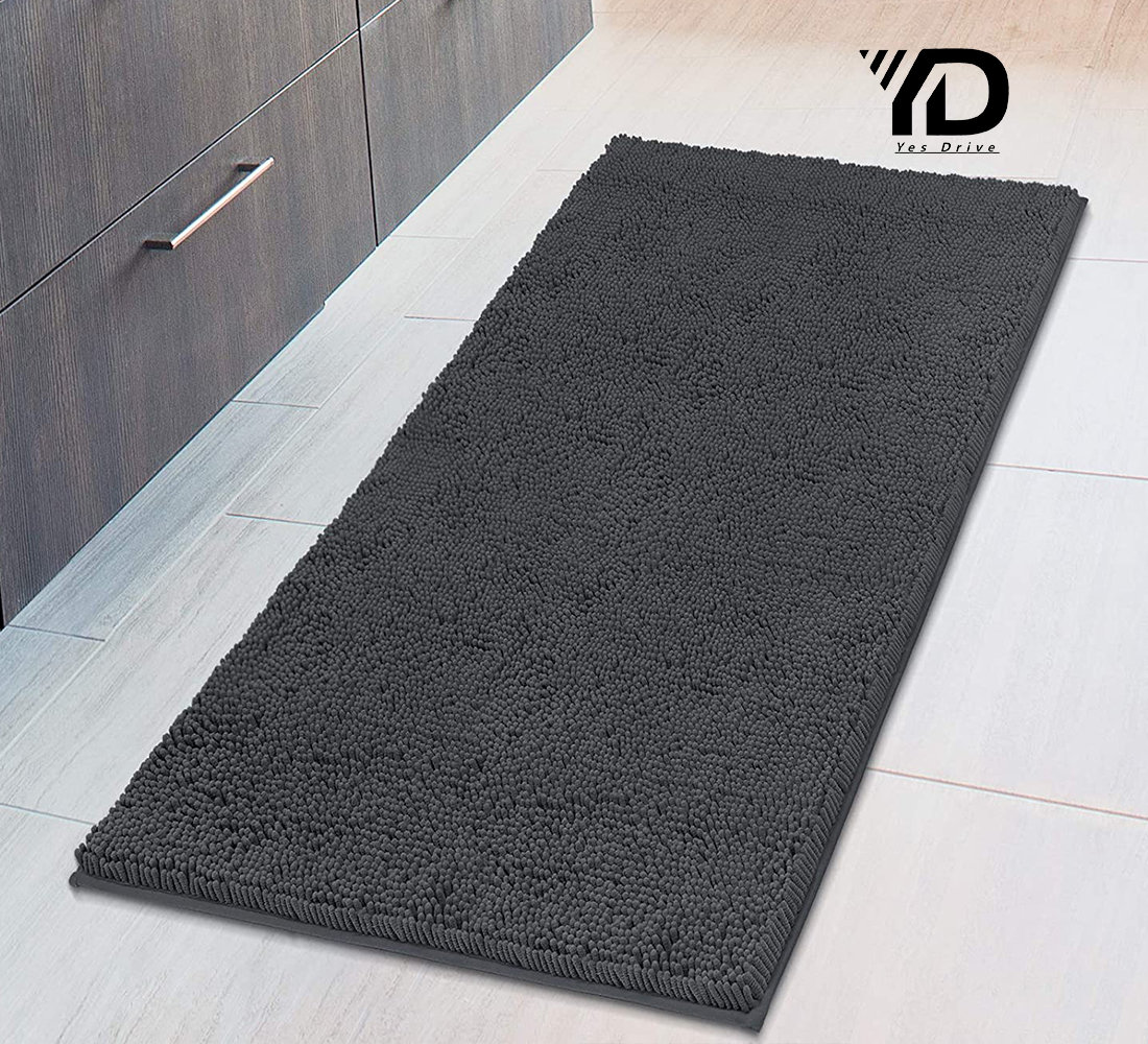 Non-Slip Bathroom Rug Microfiber Plush Shaggy Mat Home Carpet Anti-skid Bath Mat 