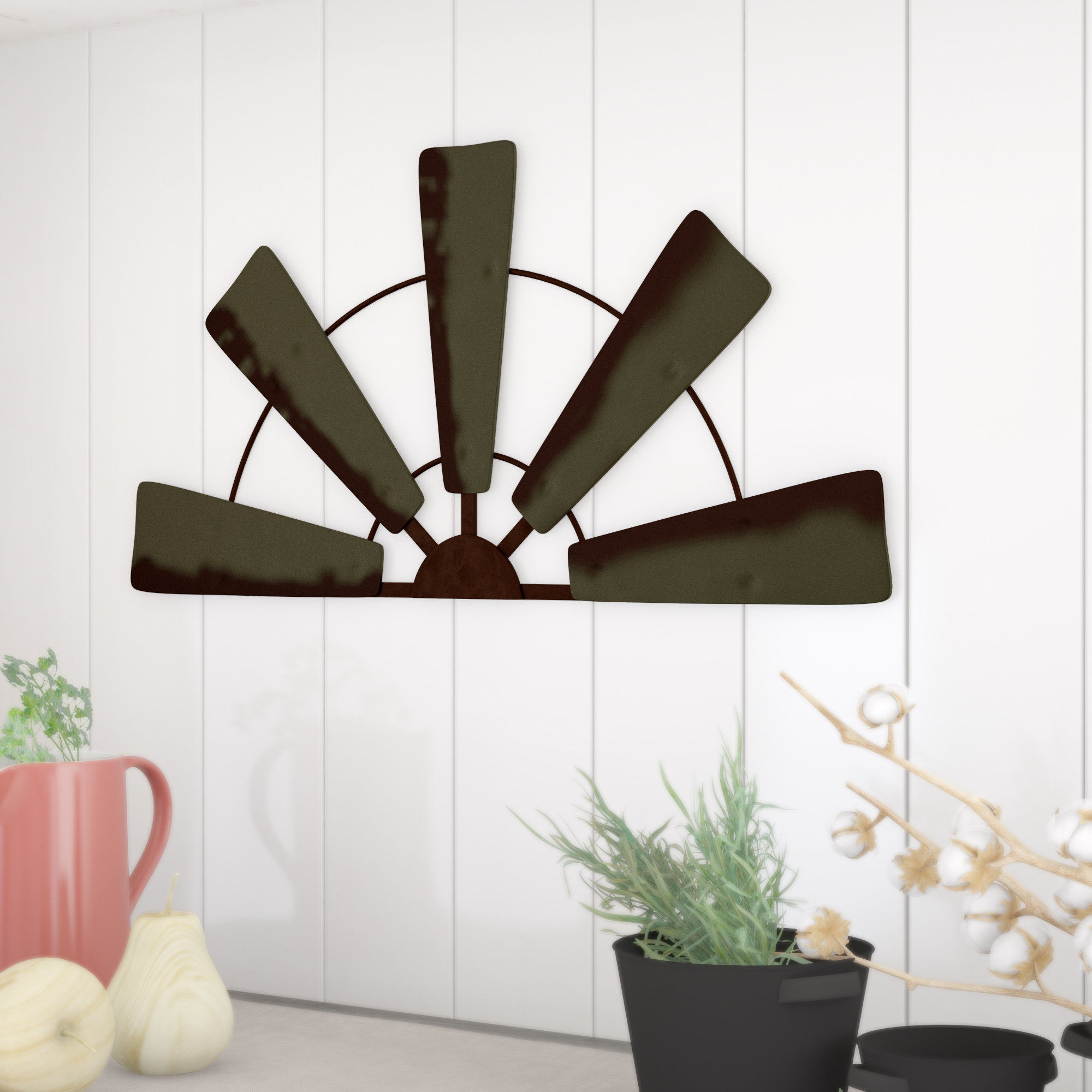 Gracie Oaks Half Windmill Rustic Farmhouse Wall Decor Reviews
