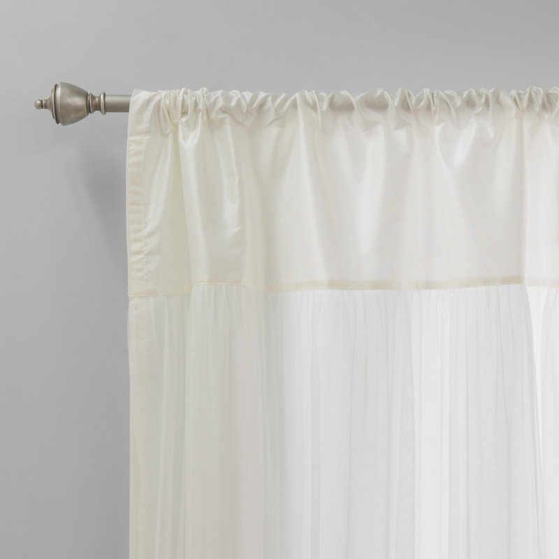 Ariella Faux Silk Tulle Overlay Solid Semi Sheer Thermal Rod Pocket Ariella Faux Silk Tulle Overlay Solid Semi Sheer Thermal Rod Pocket Curtain Panels