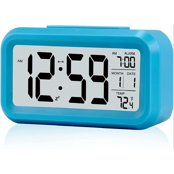 Bedside Table Travel Silent Sweep Small Alarm Clock with Night Light Red