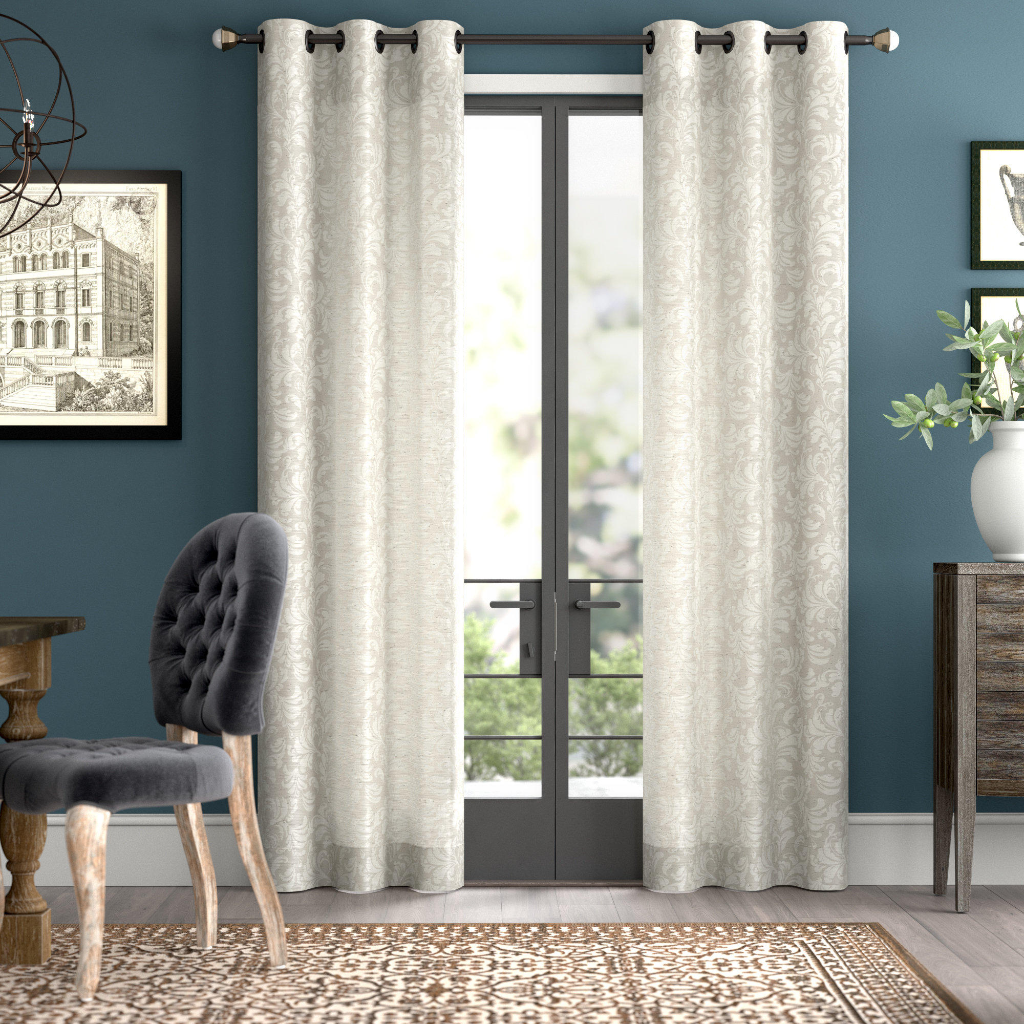 Greyleigh Dendron Damask Sheer Grommet Curtain Panels Reviews