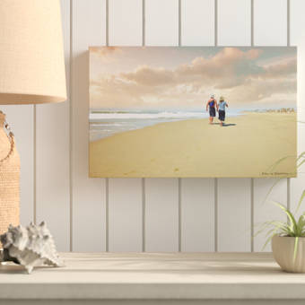 Highland Dunes Beach Walk Couple Acrylic Painting Print On