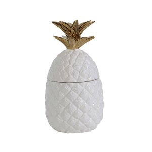 Jopling White and Gold Ceramic Pineapple Jar