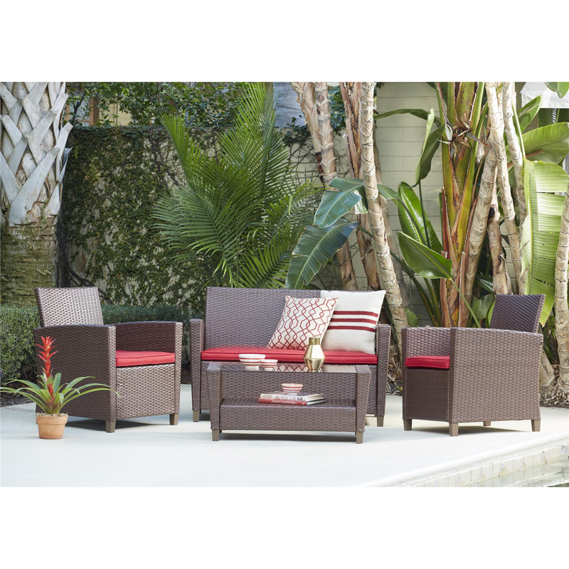 Sol 72 Outdoor Lancashire 4 Piece Rattan Sofa Seating Group With Cushions Reviews Wayfair