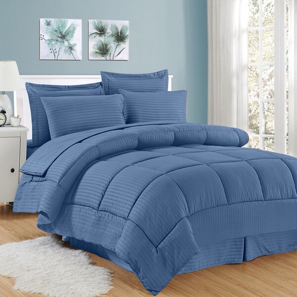 Sky Blue Solid All Size Details about   8 PCs Bed in a Bag Comforter+Sheet Set+Duvet Set 