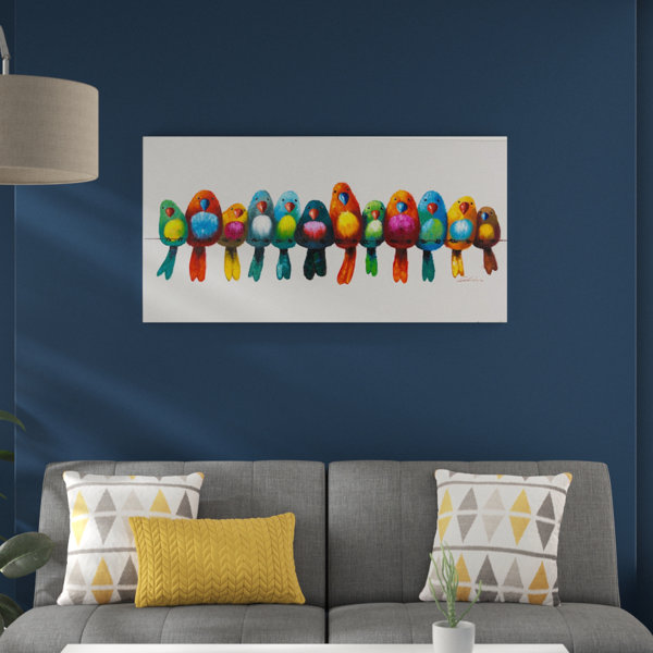 Kleiner Vogel im Vogelbeerbaum Leinwandbild Wanddeko Kunstdruck