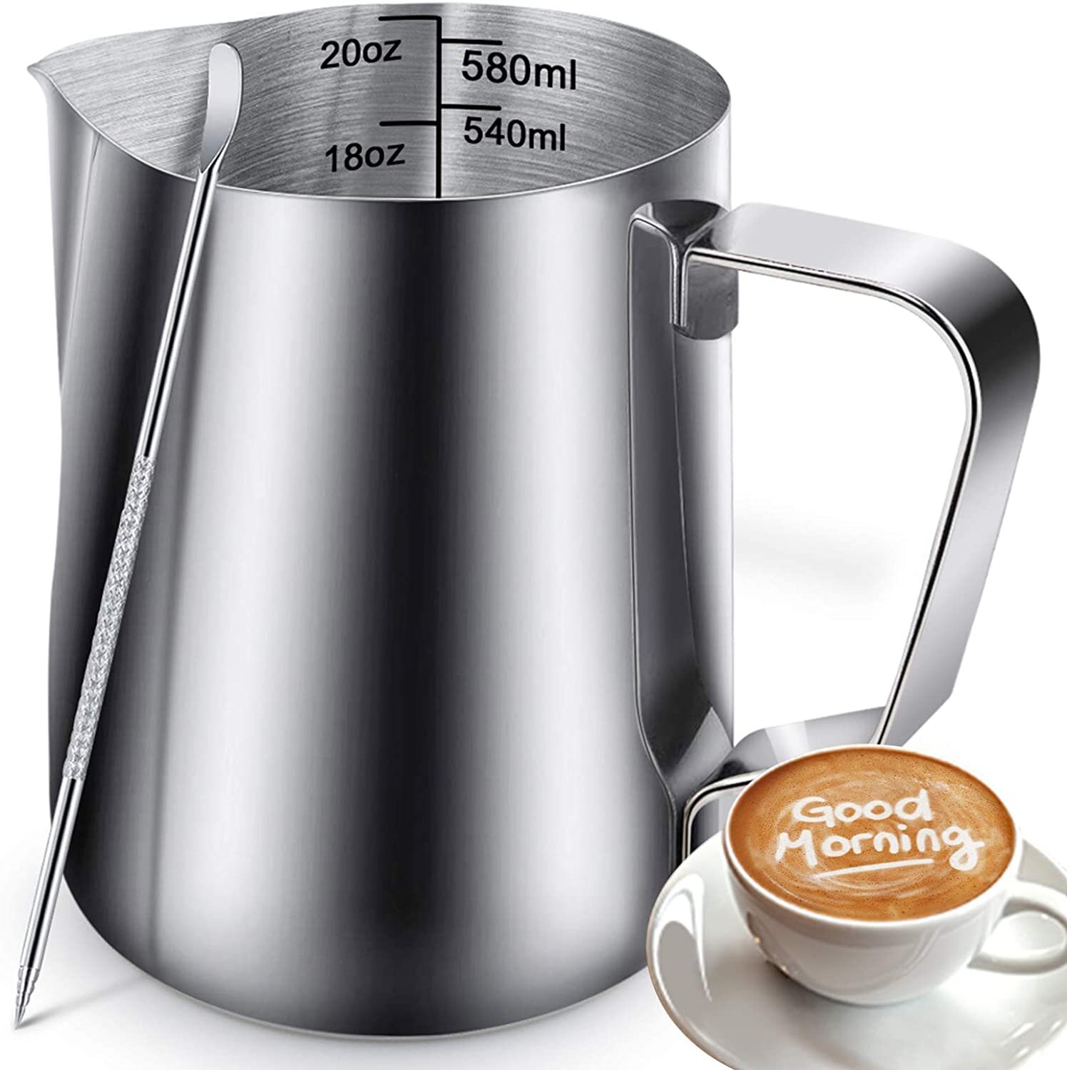4 Size Stainless Steel Coffee Pitcher Mug Frothing Milk Latte Jug Foam Cup 