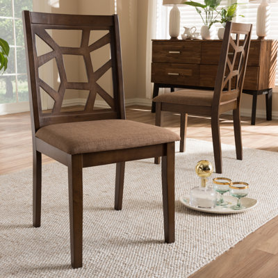 Crisfield Upholstered Solid Wood Side Chair in Light Brown