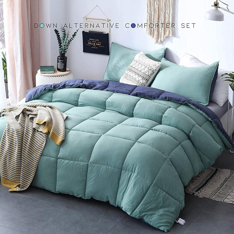 Latitude Run Travilah Turquoise Sea Green Twilight Blue Microfiber 3 Piece Set Wayfair