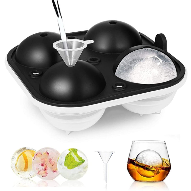 Sphere Ice Molds, Silicone Ice Ball Maker Mold Large Ice Cube Trays For Cocktails, Round Ice Cube Mold With Lids 2.4 Inch Big Ice Ball For Whiskey & ...
