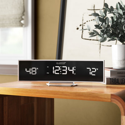 La Crosse Technology Curved Mirrored LED Tabletop Clock