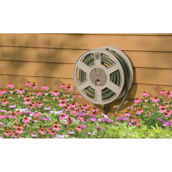 225-Ft Wall-Mount Water Garden Hose Reel Caddy Plus 5/8-in x 100-ft Coiled Hose 