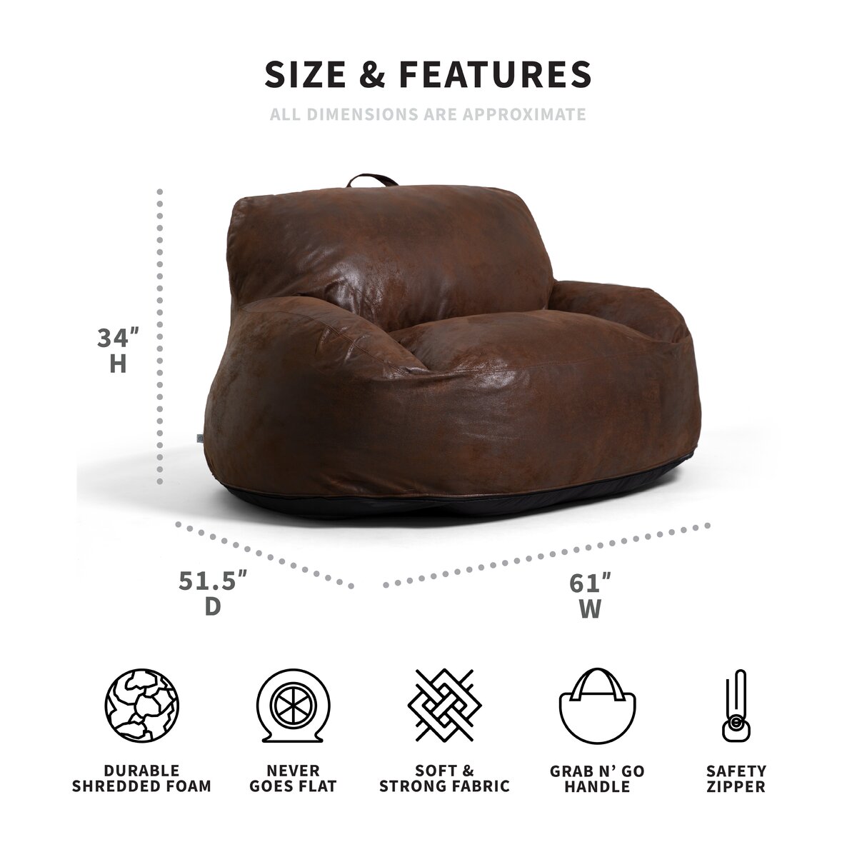 Comfort Research Big Joe Nestle Large Bean Bag Sofa & Reviews | Wayfair