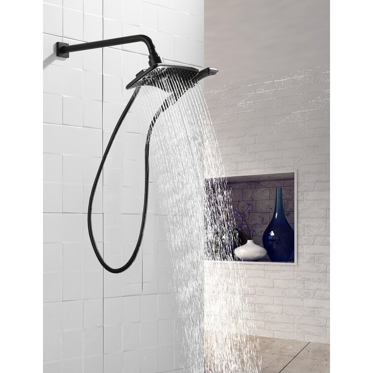 Multi-Function Waterfall Rainfall ABS Chrome Shower Head Wand Combo 6 Inch New