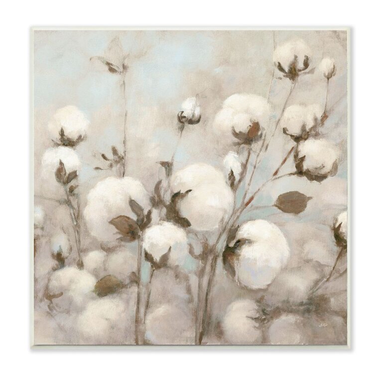 Multi-Color Stupell Industries Beautiful Cotton Flower Neutral Brown Painting Canvas Wall Art 17 x 17 