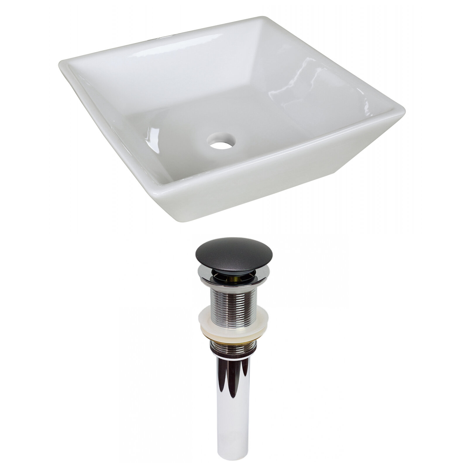 Royalpurplebathkitchen White Enamel Glaze Ceramic Square Vessel Bathroom Sink Wayfair