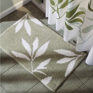 Microfiber Leaves Shower Accent Bath Rug