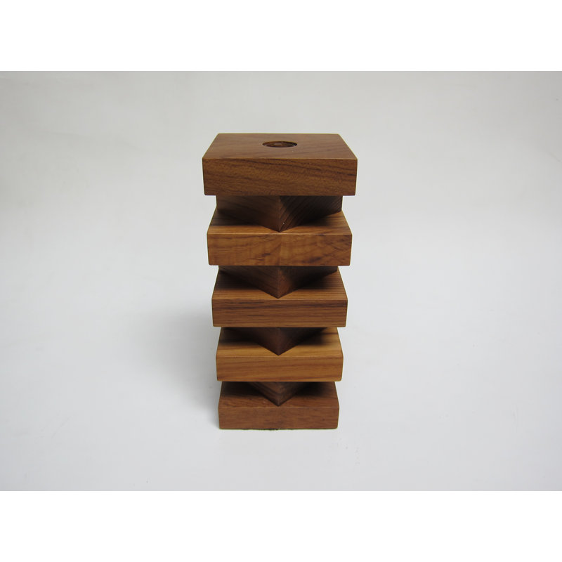 Teak Wood Nut with Glass Liner Vase