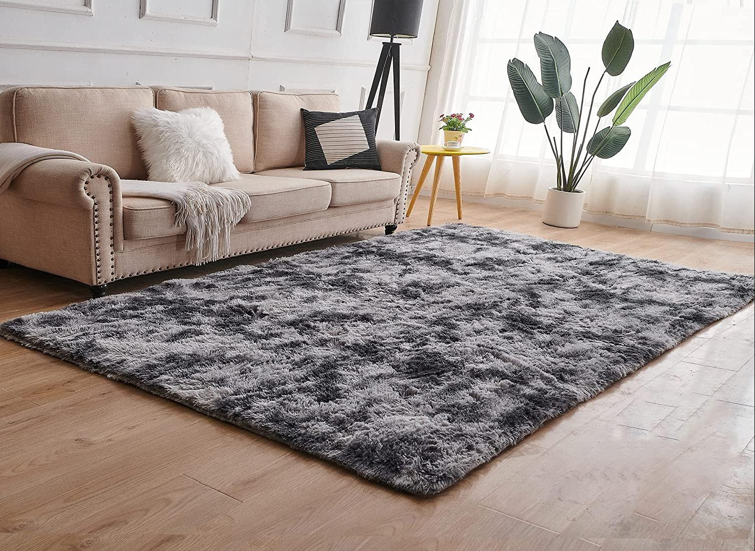 Mercer41 Donnae Faux Fur Dark Gray Rug | Wayfair