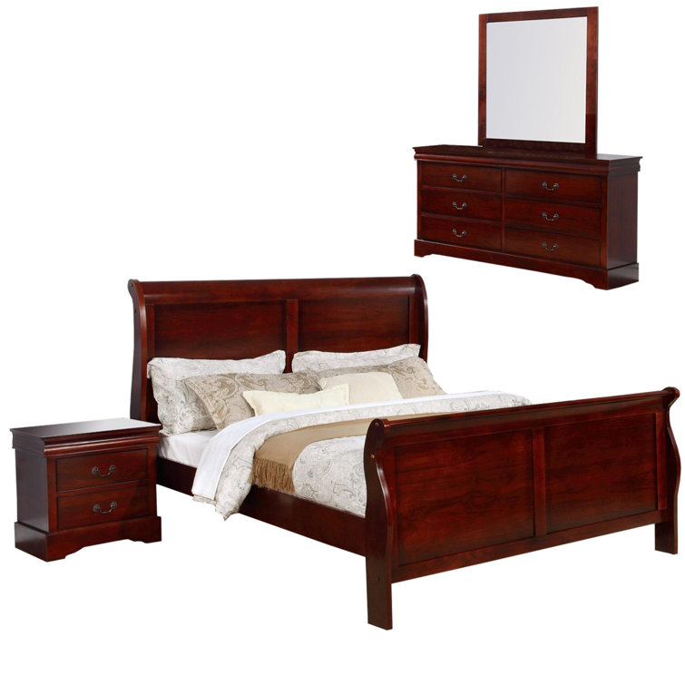 Canora Grey Latrell Solid Wood Sleigh 4 Piece Bedroom Set Wayfair.ca
