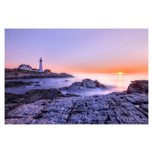 Lighthouse in the Morning 2.9m x 4.32m Textured Matt Peel & Stick Wall Mural East Urban Home