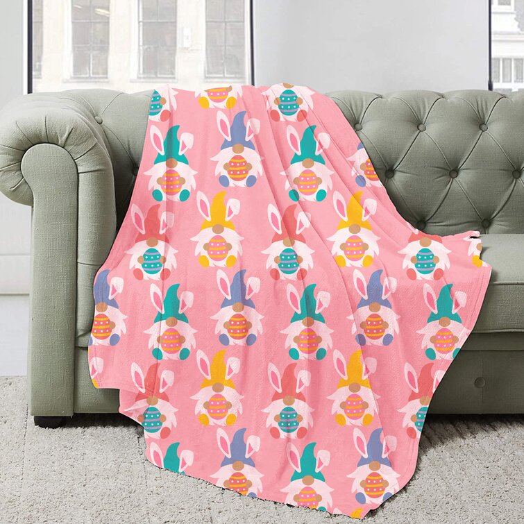 Warm Soft Lightweight Blanket for Bed Couch All Season Accent Throw Machine Washable Home Decor Fleece Flanel Throw Blanket 3 Cute Easter's Plaid Gnomes Colorful Egg