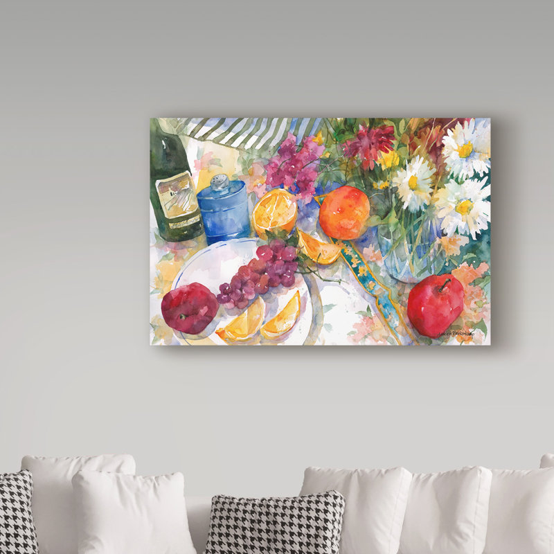Trademark Art Fabric Fruit And Flowers Watercolor Painting Print