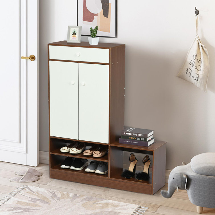 Latitude Run Mid Century Storage Cabinet With 2 Drawers 3 Shelves Wood Storage Cabinet With 2 Doors For Living Room Bedroom Home Office Wayfair