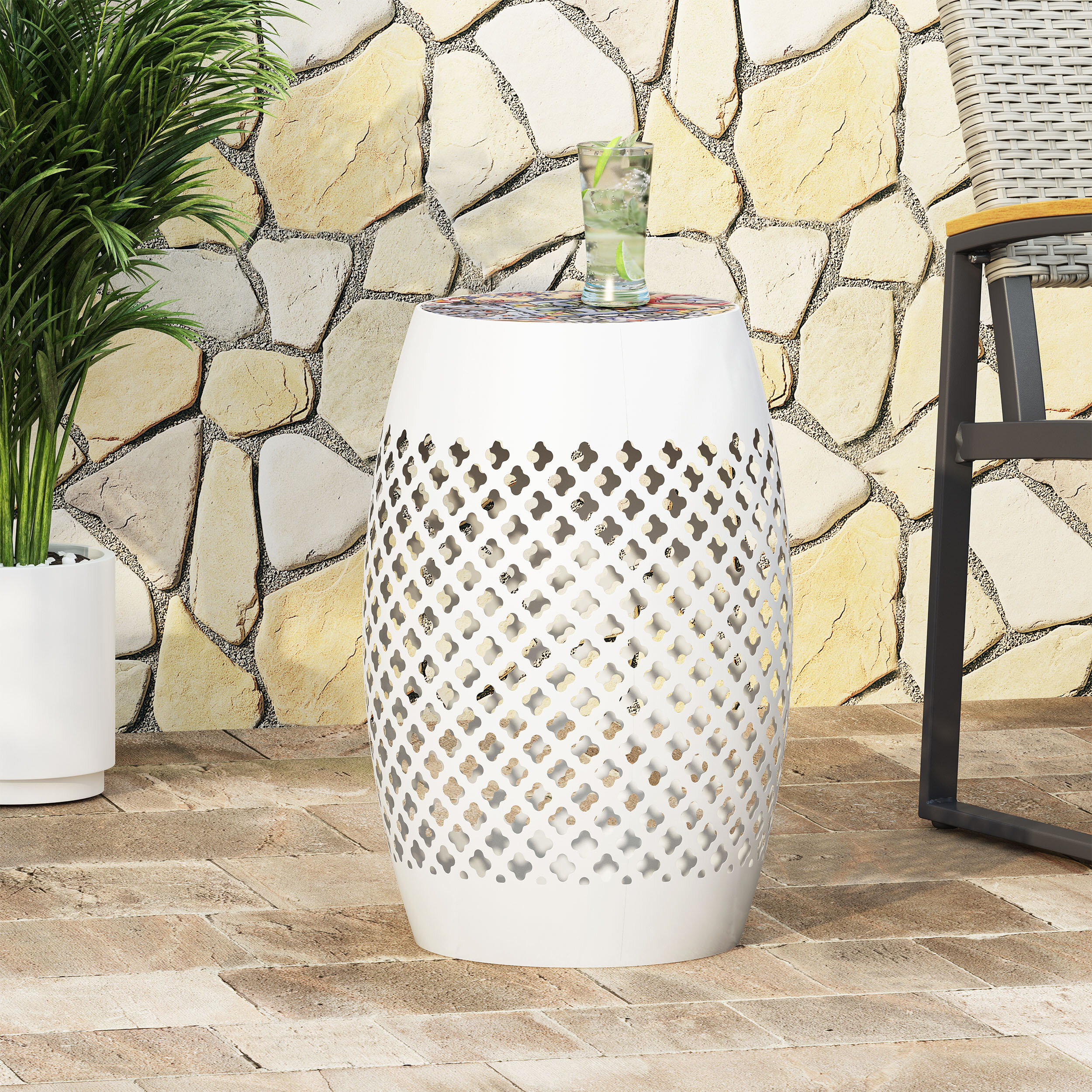 patio drum side table