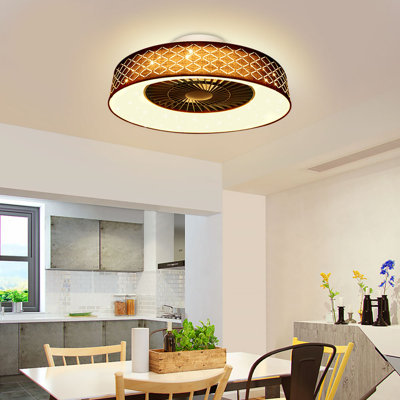 22.4" Machelina 7 - Blade LED Flush Mount Ceiling Fan with Remote Control and Light Kit Included