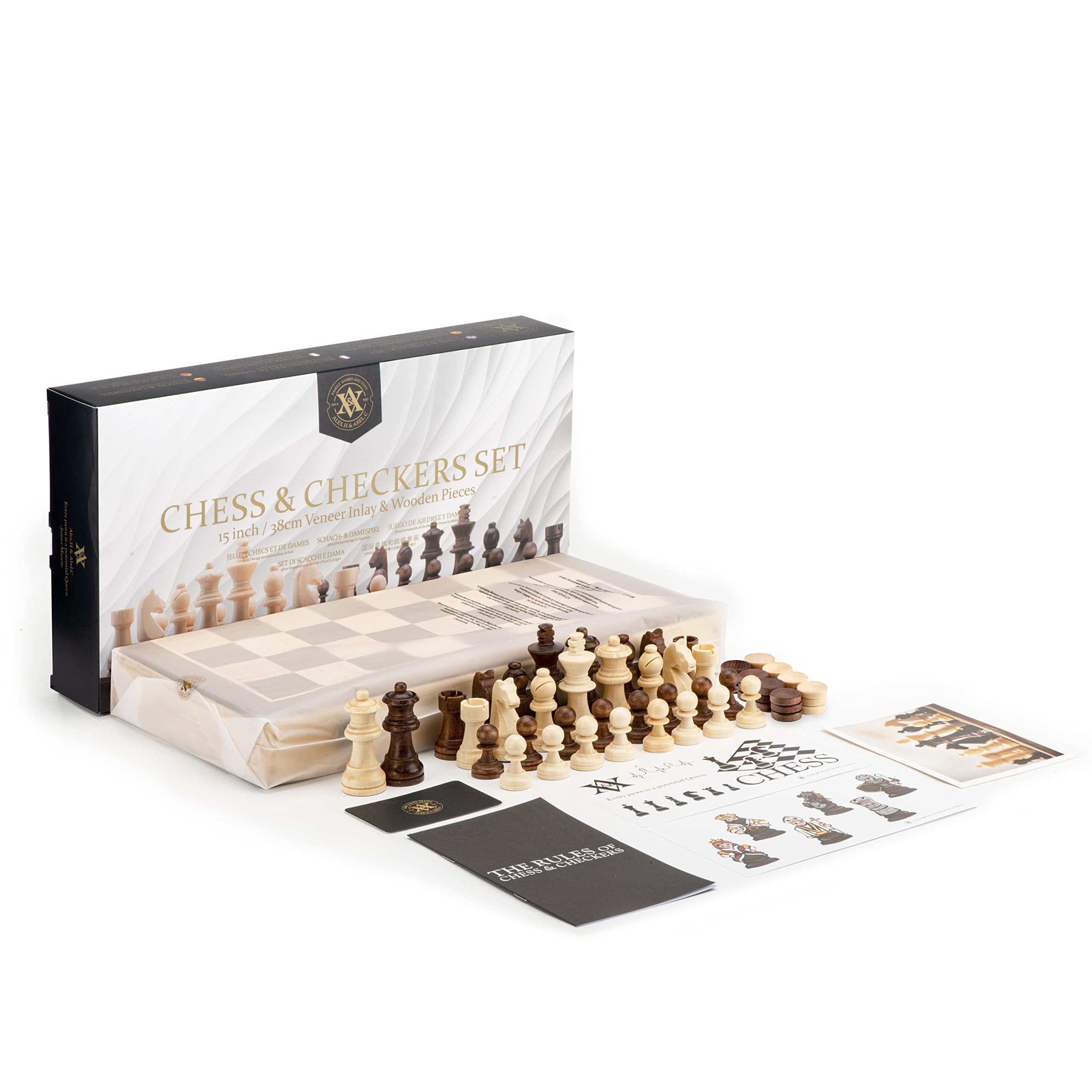 White & Black Checkers/Draughts Folding Chessboard International Chess Set