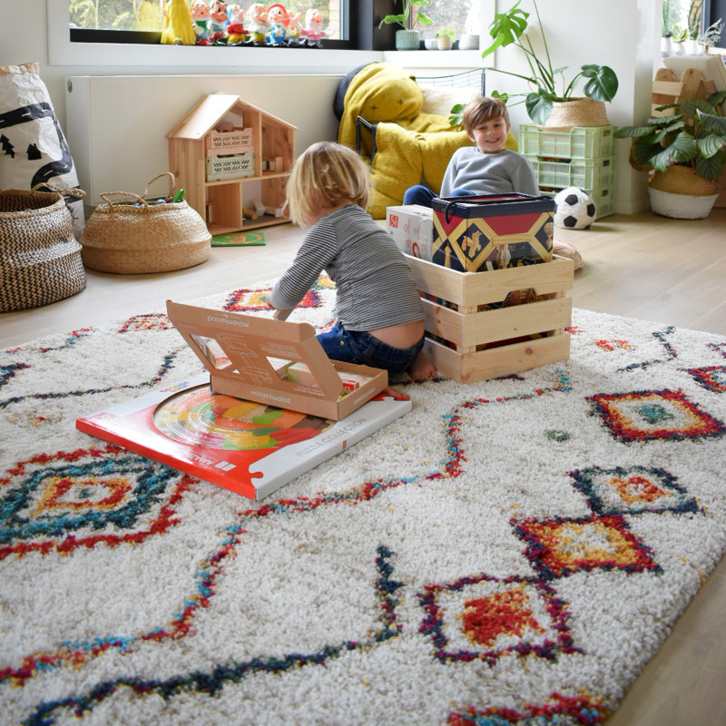 Laude Vive Beausejour High Pile Moroccan Diamond Cream Rug Vive Beausejour High Pile Moroccan