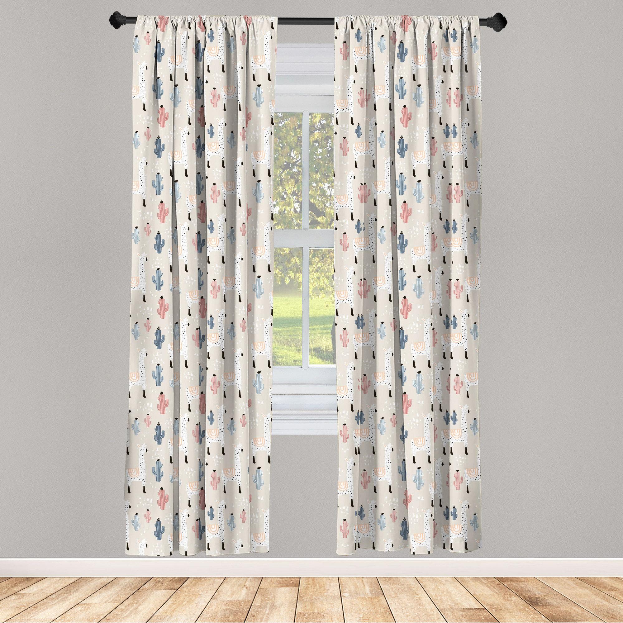 Llama Curtains 2 Panel Set for Decor 5 Sizes Available Window Drapes 