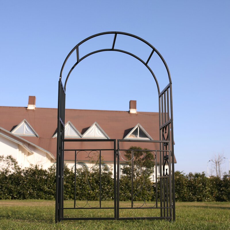1. GO Garden Arched Steel Arbor with Gate & Reviews | Wayfair