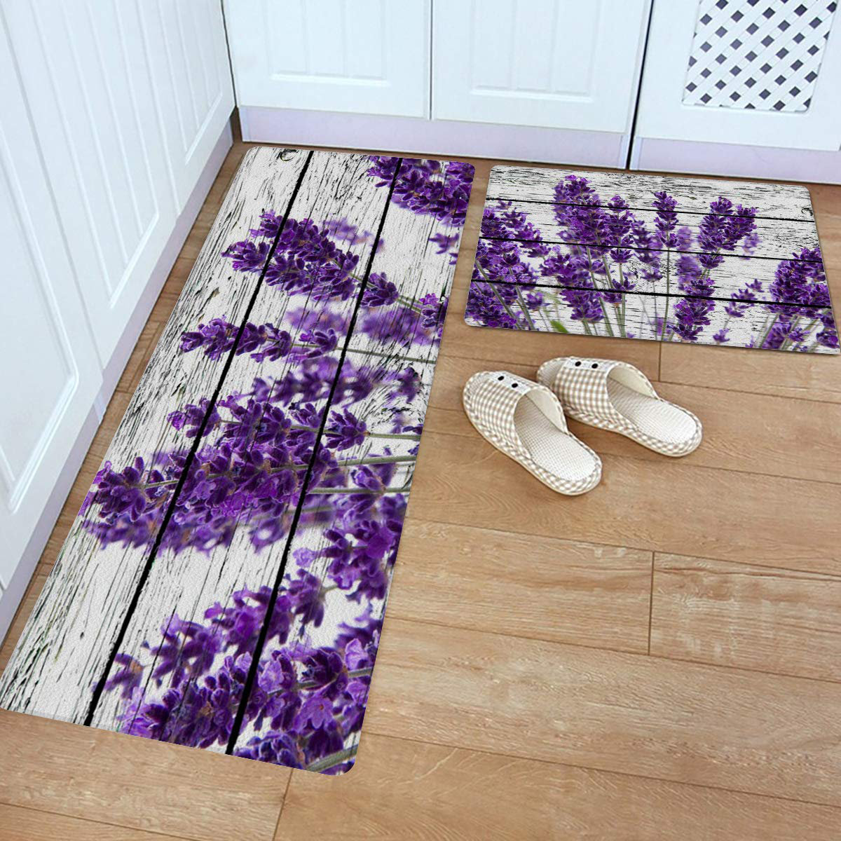 Futurecitytrading Kitchen Rugs Set Anti Fatigue Floor Mat Doormats 2 Piece Waterproof Non Slip Kitchen Mats And Rugs Pvc Standing Mats Floor Runner Carpet Vintage Lavender On Wooden Plank 18 X30 18 X59 Wayfair