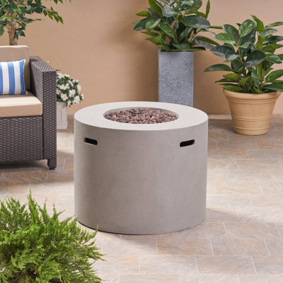 Caelan 24.5\" H x 31.1\" W Concrete Propane Outdoor Fire Pit Table incomplete 