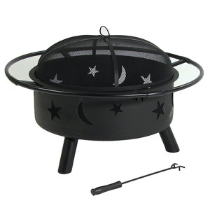 Stars and Moons Steel Wood Fire Pit