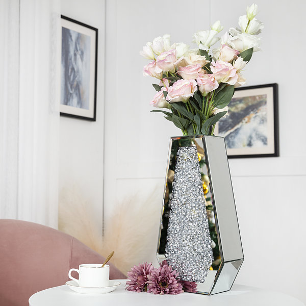 30cm Silver Art Vase Decorative Display Ornament Home Decor Tabletop Flower Vase 