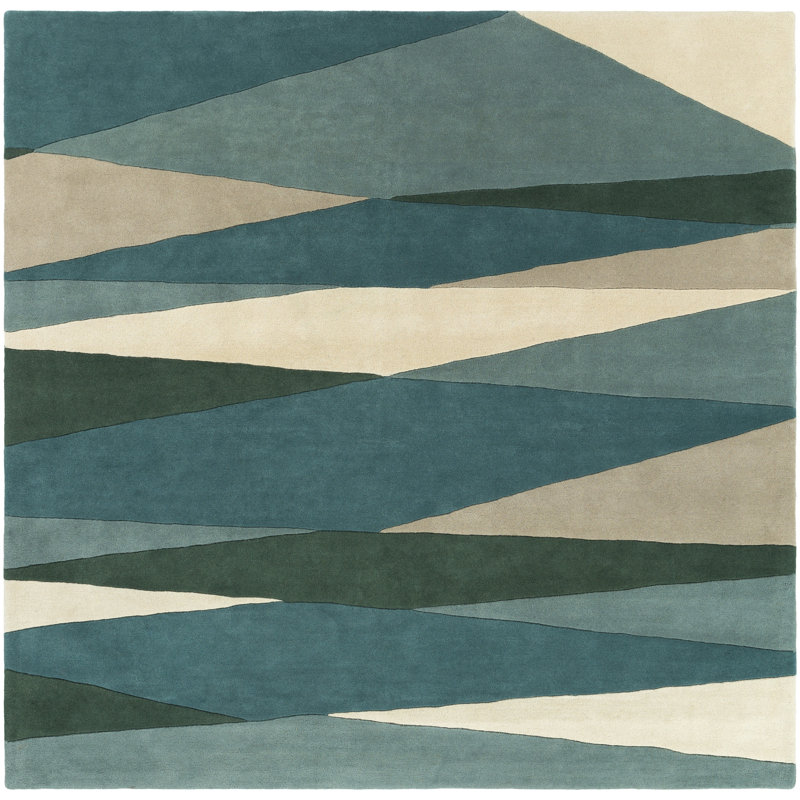 Dewald Hand Tufted Cream Dark Green Teal Area Rug Reviews Allmodern