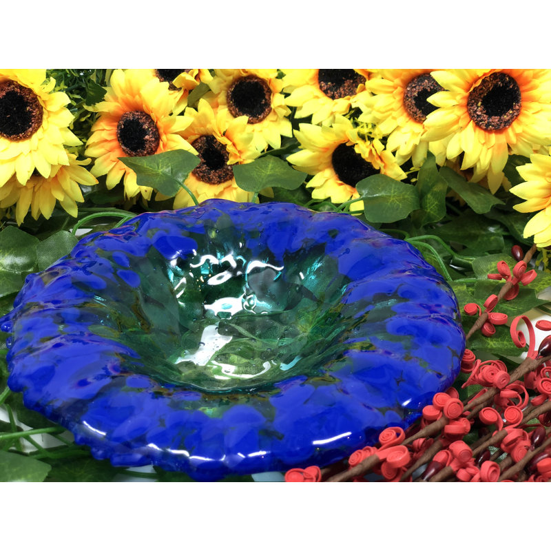 Latitude Run Aramenta Glass Oval Decorative Bowl In Blue Wayfair