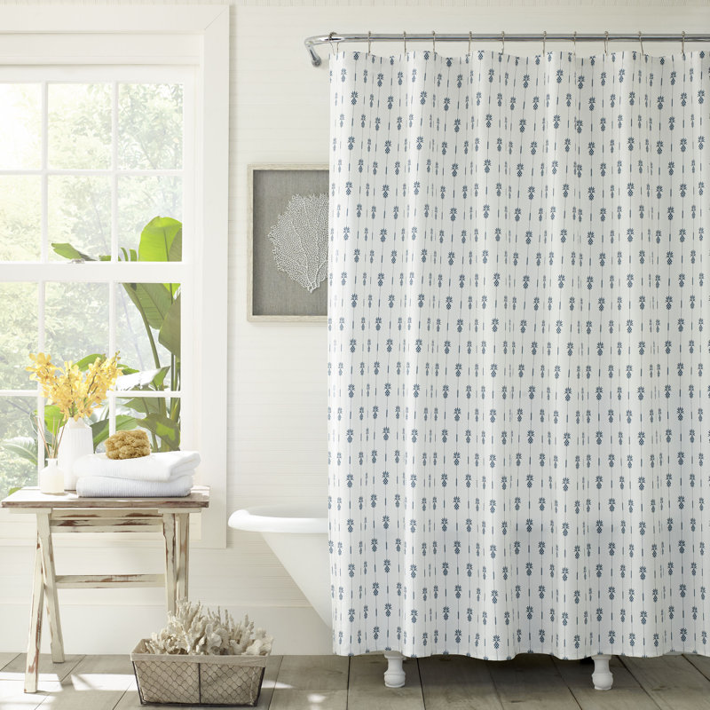 Tommy Bahama Home Pineapple Pinstripe Cotton Single Shower Curtain